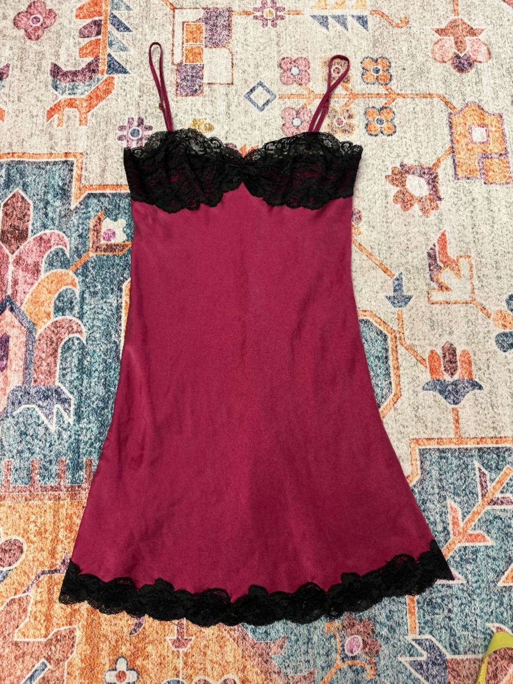Christine Vancouver Burgundy Lace Silk Slip Size Small
